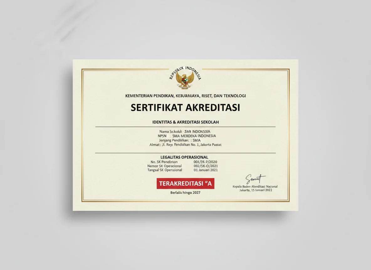 Sertifikat Akreditasi SMPS Budi Utomo Binjai